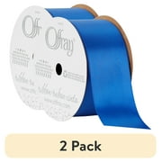 (2 pack) Offray Ribbon, Royal Blue 1 1/2 inch Single Face Satin Polyester Ribbon, 12 feet