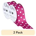 thumbnail image 1 of (2 pack) Offray Ribbon, Shocking Pink with White Polka Dot 1 1/2 inch Grosgrain Polyester Ribbon, 9 feet, 1 of 6