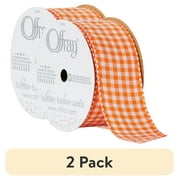 (2 pack) Offray Ribbon, Torrid Orange 1 1/2 inch Gingham Check Woven Ribbon for Crafts, Gifting, and Wedding, 9 feet, 1 Each