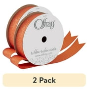 (2 pack) Offray Ribbon, Torrid Orange 7/8 inch Grosgrain Glitter Polyester Ribbon, 9 feet