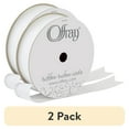 thumbnail image 1 of (2 pack) Offray Ribbon, White 7/8 inch Grosgrain Glitter Polyester Ribbon for Sewing, Crafts, and Gifting, 9 feet, 1 Each, 1 of 6