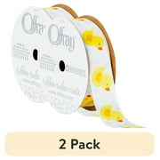 (2 pack) Offray Ribbon, White 7/8 inch Rubber Ducky Satin Ribbon for Sewing, Crafts, and Baby, 9 feet, 1 Each
