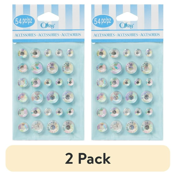 (2 pack) Offray Silver, Adhesive Gems Are Great Additions To Any Craft Project, 54 Pcs