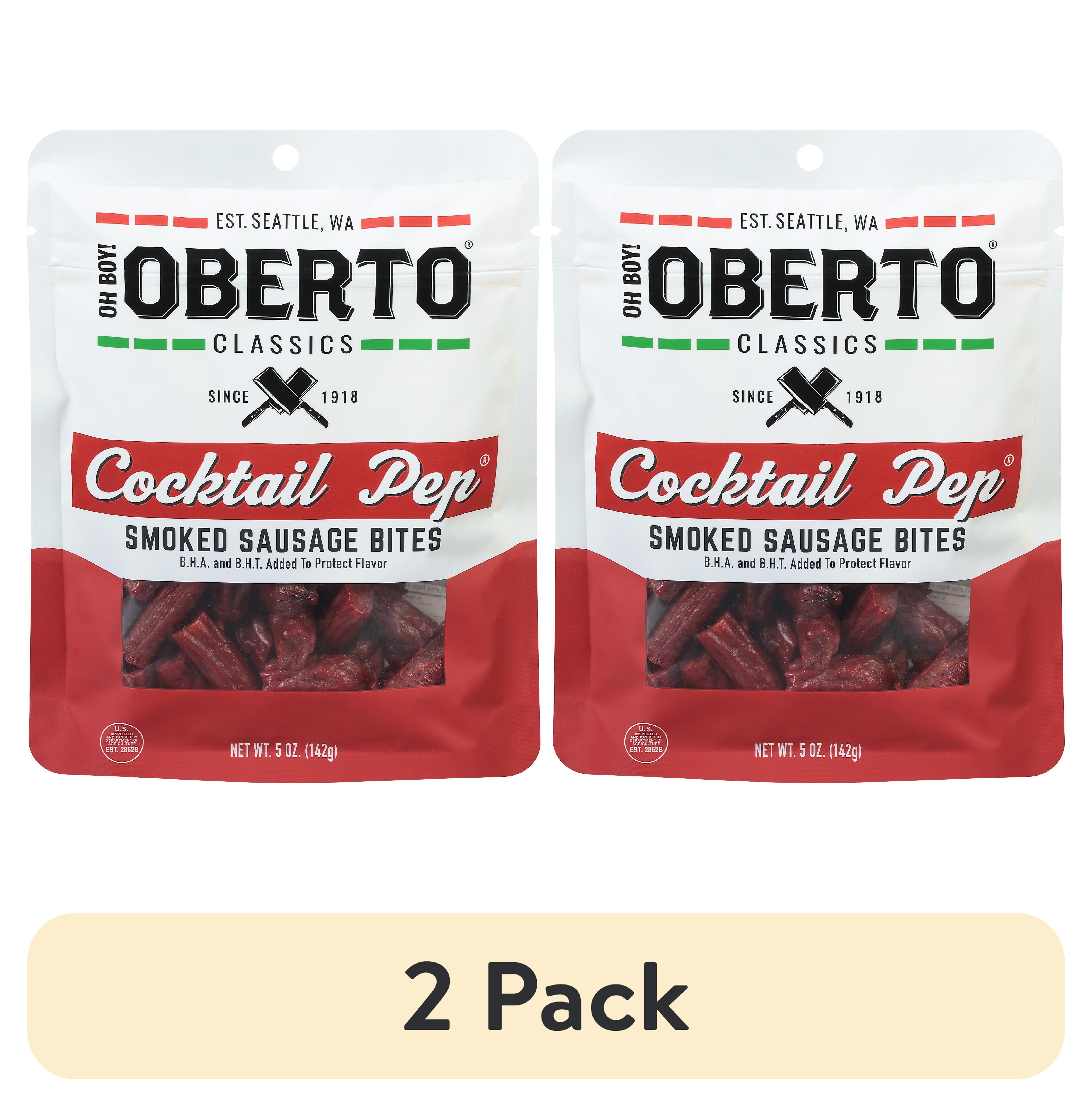 (2 pack) Oh Boy! Oberto Classics Cocktail Pep Bite Size Smoked Sausage Sticks 5oz Resealable Bag