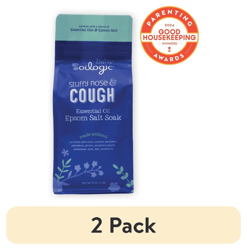 (2 pack) Oilogic Stuffy Nose & Cough Baby Essential Oil Epsom Soak, 2 lbs
