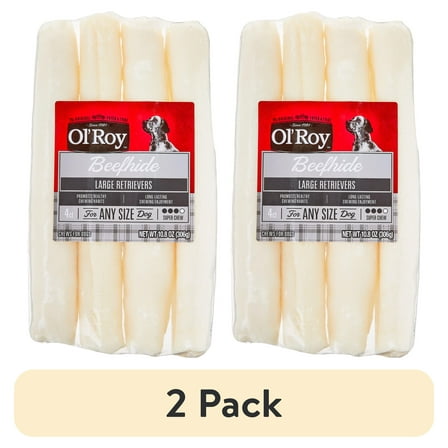 (2 pack) Ol' Roy 9" Large Beefhide Retrievers Chews, 10.8 oz, 4 Count