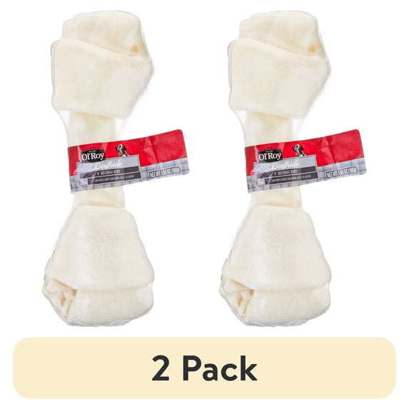 (2 pack) Ol' Roy 9" Rawhide Bone Chew for Dogs, Dry, 5.65 oz, 1 Count/Bag, Pet Treats