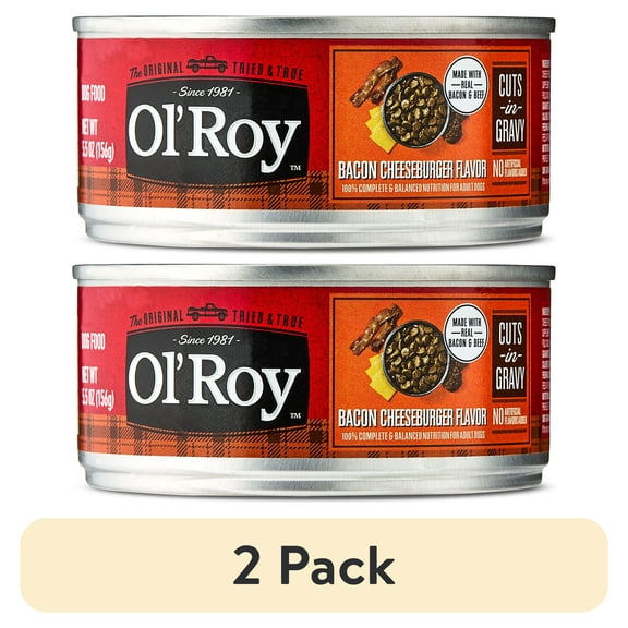 (2 pack) Ol' Roy Bacon Cheeseburger Flavor Cuts in Gravy Wet Dog Food, 5.5 oz Can