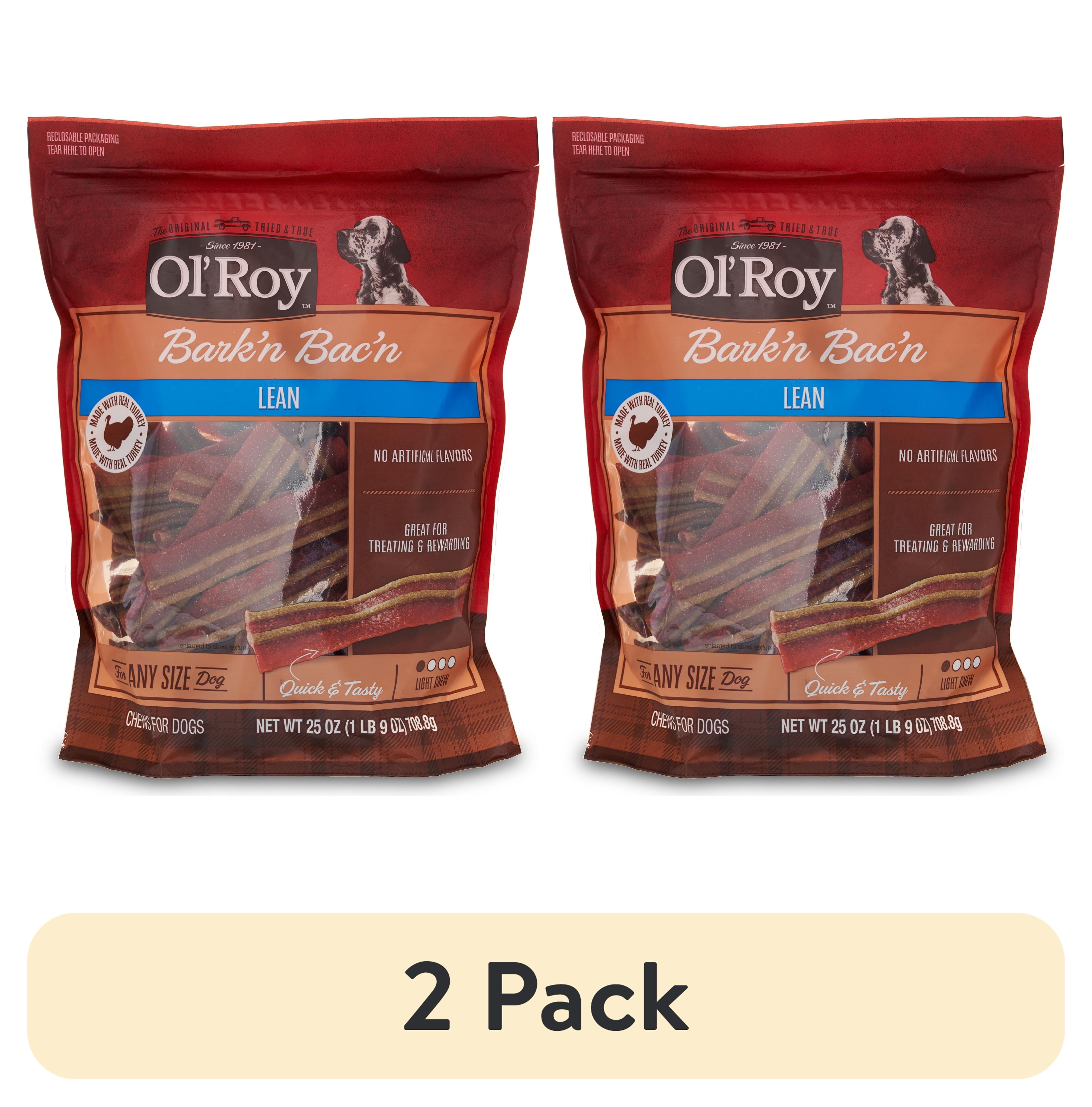 (2 pack) Ol' Roy Bark'n Bac'n Dog Treats, Lean, 25 oz