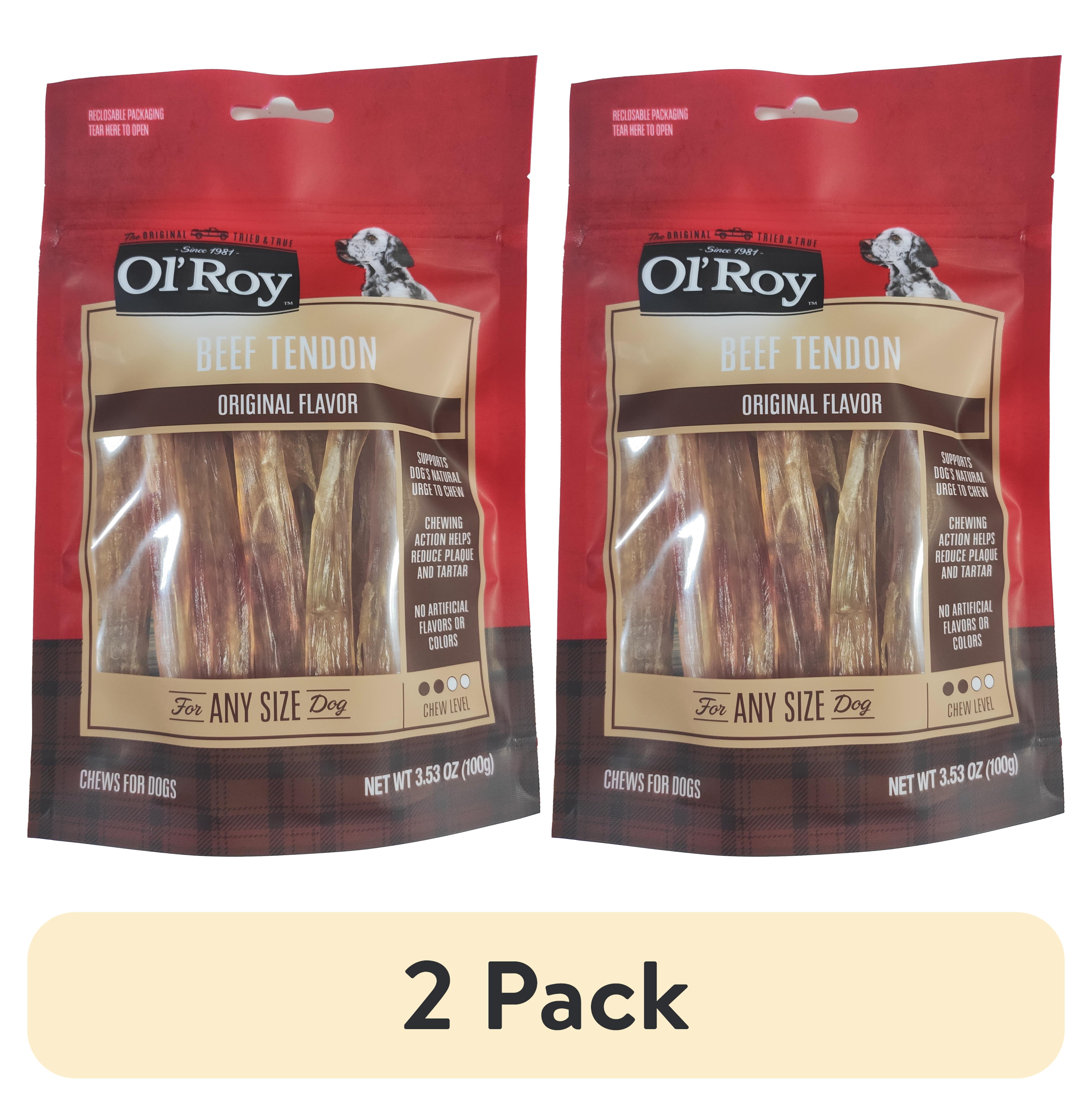 (2 pack) Ol' Roy Beef Tendon Chews for Dogs, Original Flavor, 3.53 oz Bag
