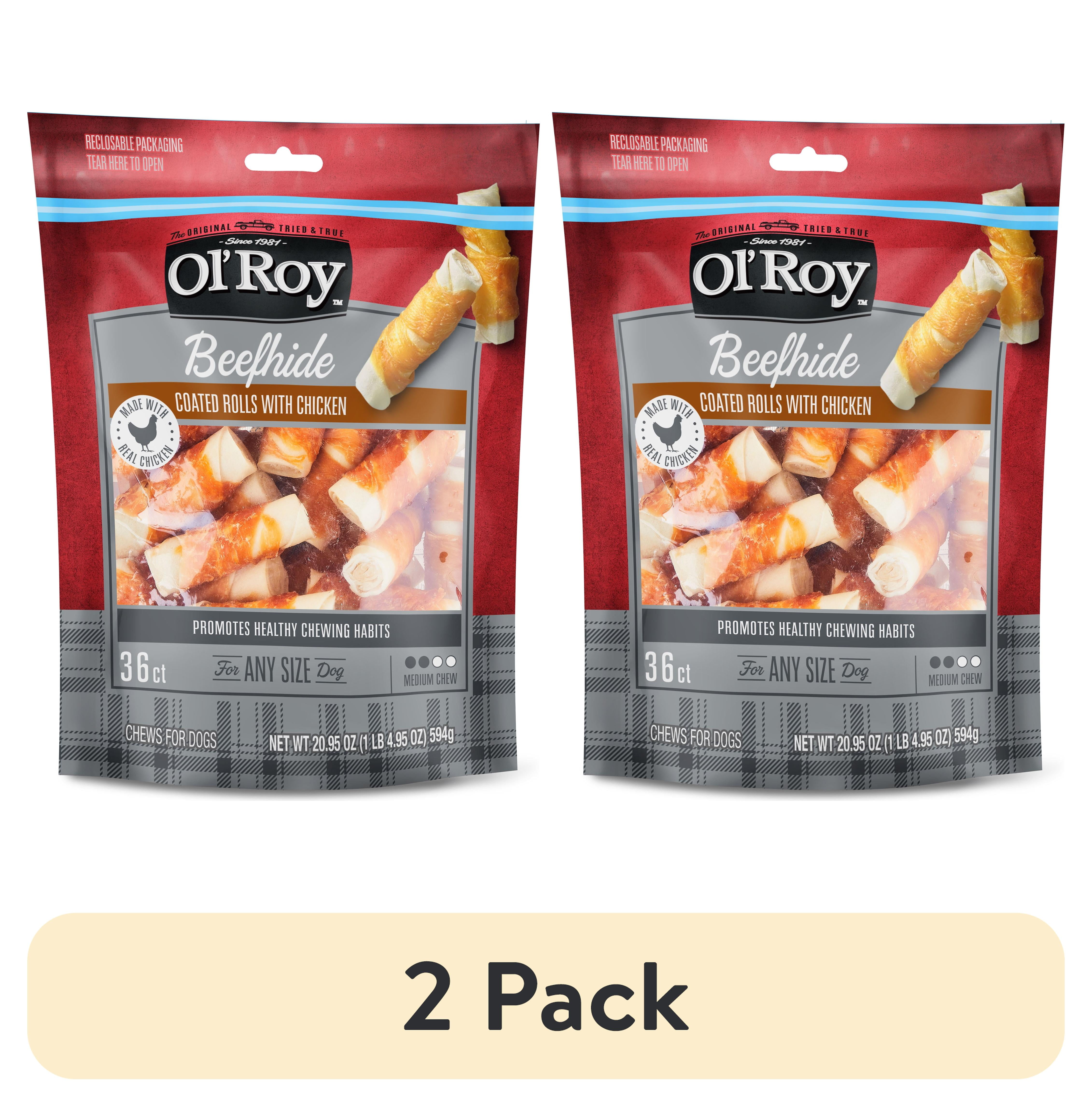 (2 pack) Ol' Roy Beefhide Coated Rolls with Chicken For Any Size Dogs, 20.95 oz, 36 Count