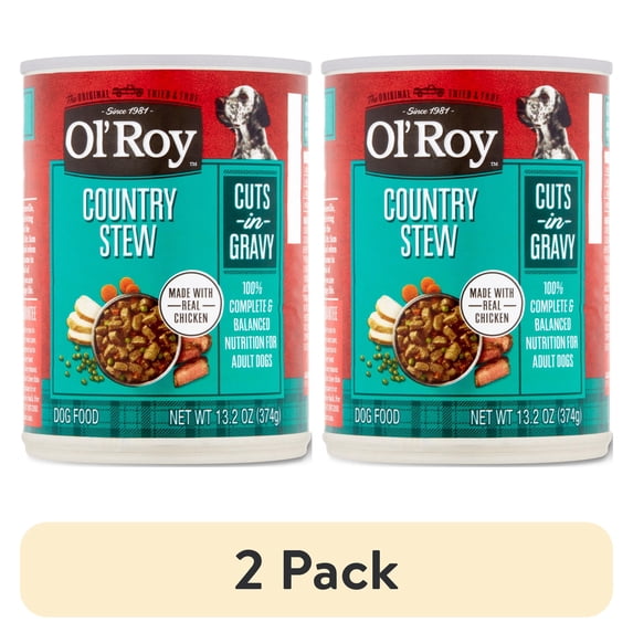 (2 pack) Ol' Roy Country Chicken Stew Flavor Cuts in Gravy Wet Dog Food, 13.2 oz Can