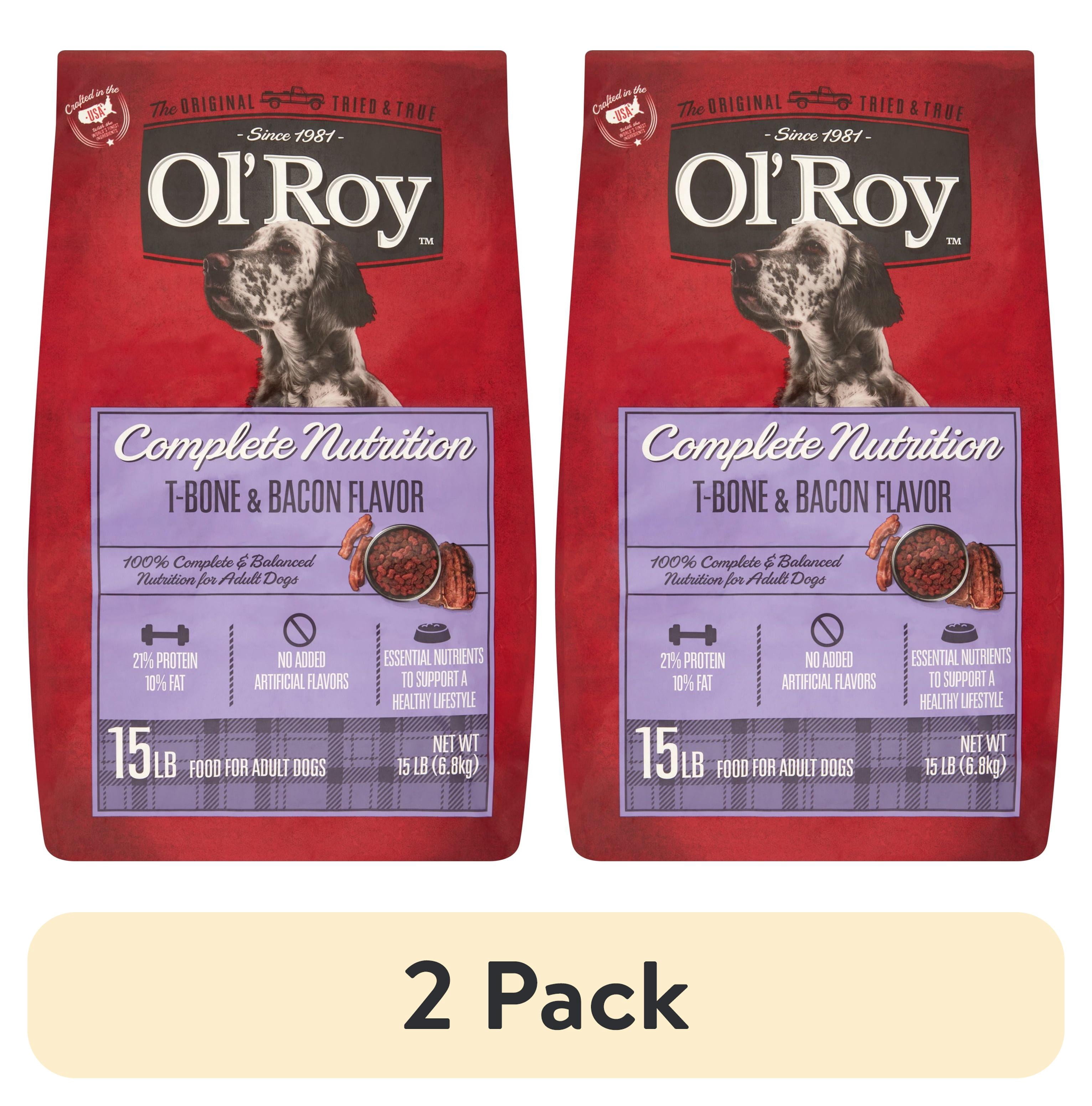 (2 pack) Ol' Roy Complete Nutrition T-Bone & Bacon Flavor Dry Dog Food, 15 lb