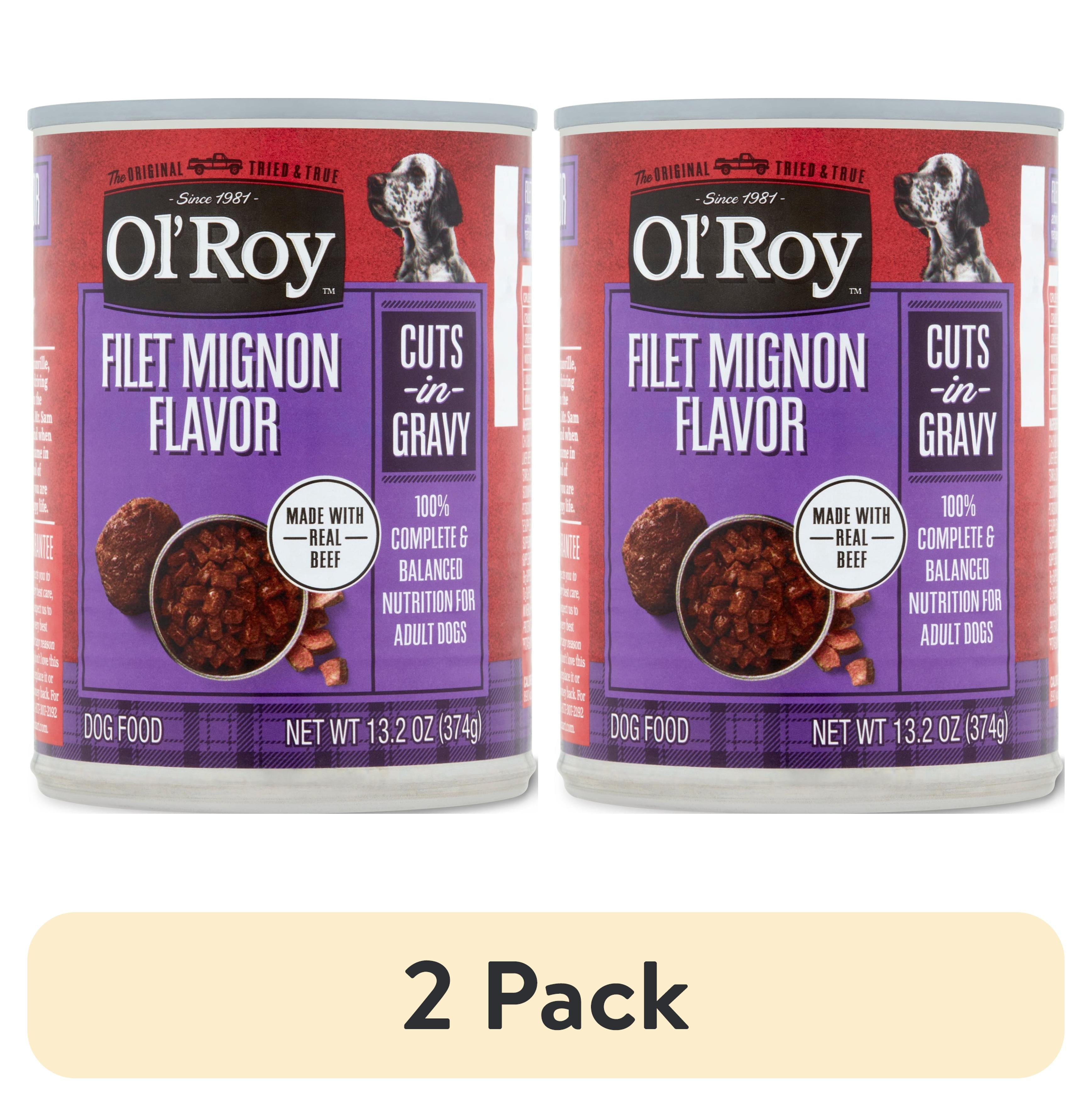 (2 pack) Ol' Roy Filet Mignon Flavor Cuts in Gravy Wet Dog Food, 13.2 oz Can