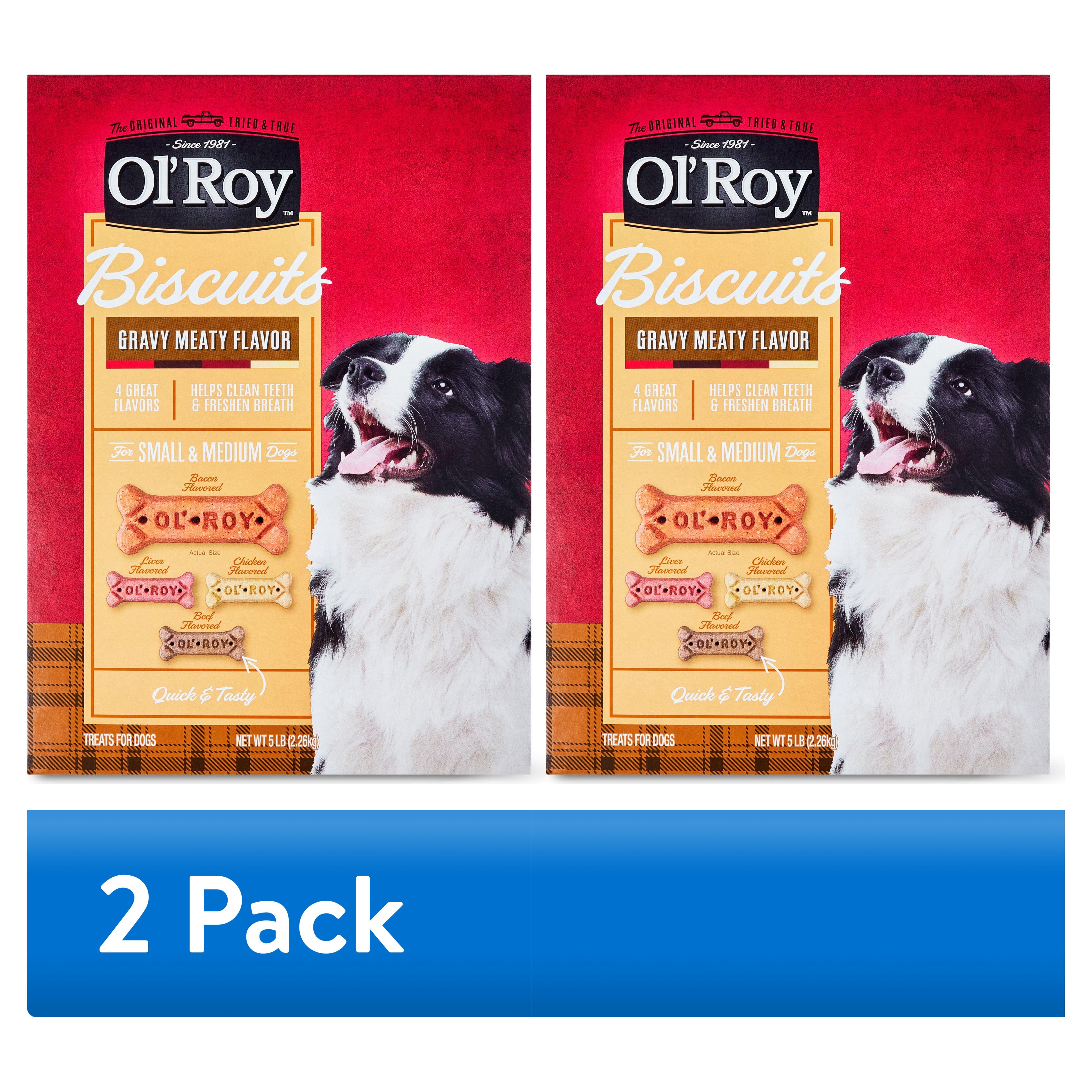 (2 pack) Ol' Roy Multi Flavored Gravy Basted Biscuits for Medium Dogs, 5 lb Box