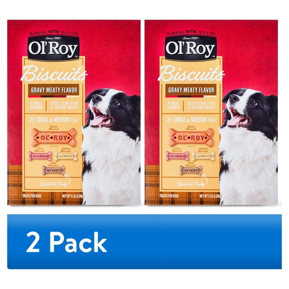 (2 pack) Ol' Roy Multi Flavored Gravy Basted Biscuits for Medium Dogs, 5 lb Box