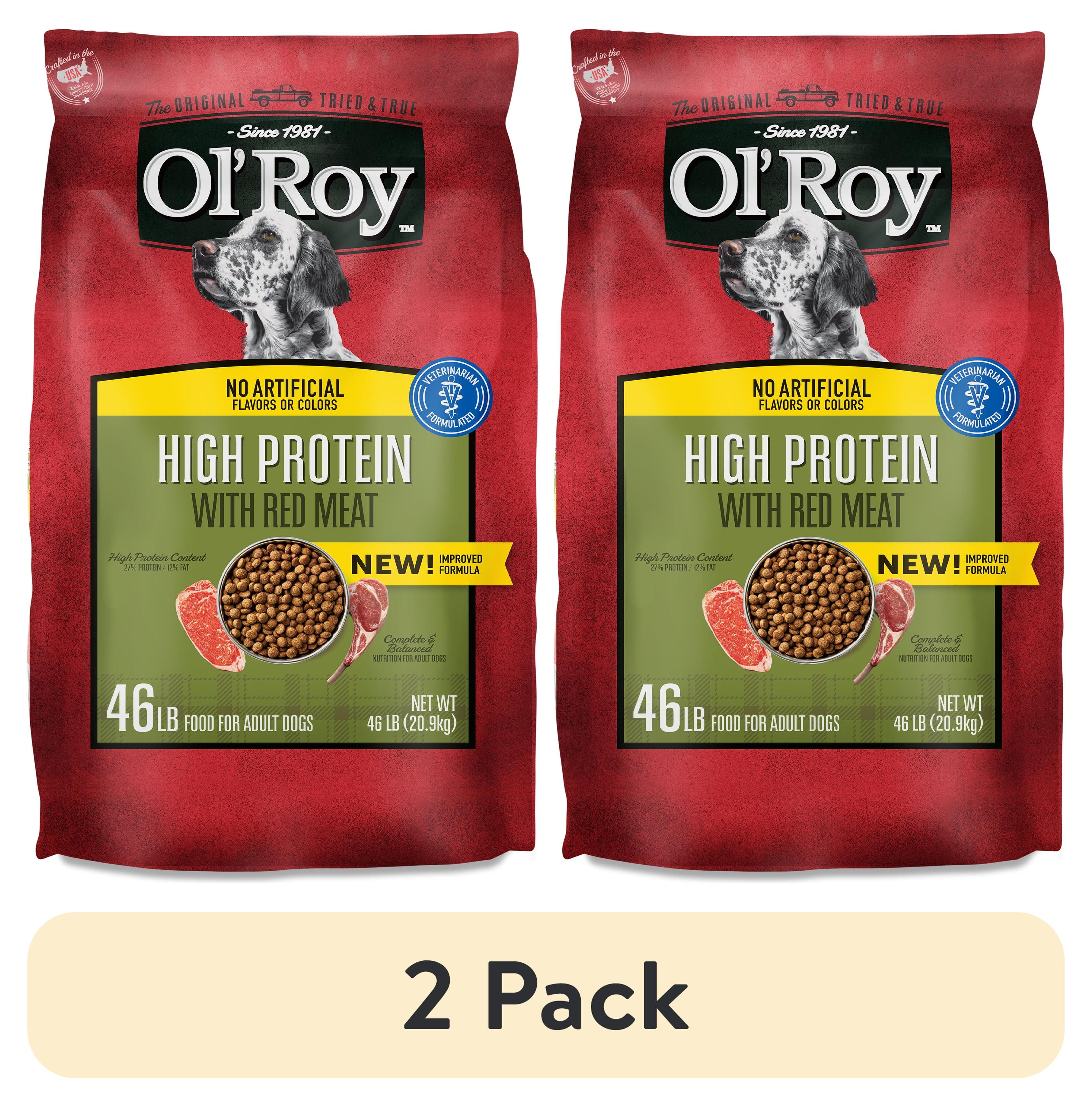 pack) Ol' Roy High Protein with Red Meat Dry Dog Food, 46 lb Bag