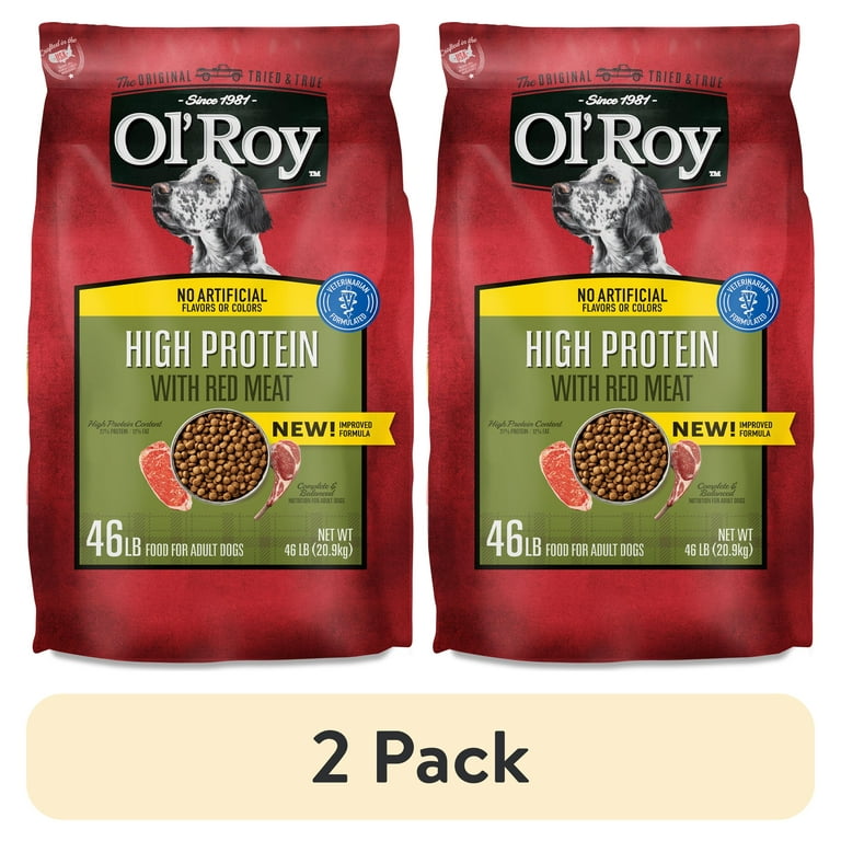 pack) Ol' Roy High Protein with Red Meat Dry Dog Food, 46 lb Bag