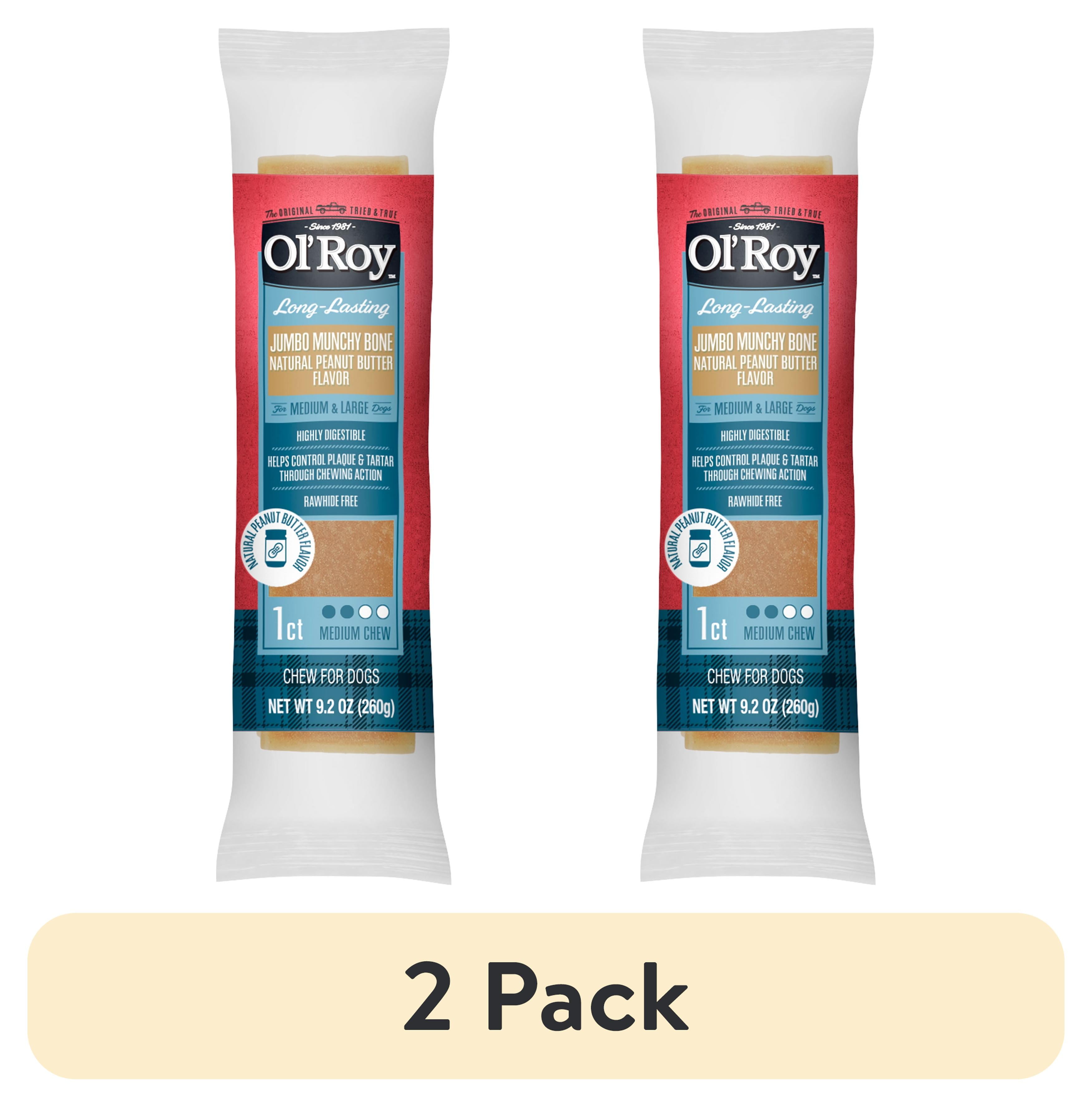 (2 pack) Ol' Roy Long-Lasting Jumbo Munchy Bone, Peanut Butter, 9.2 oz