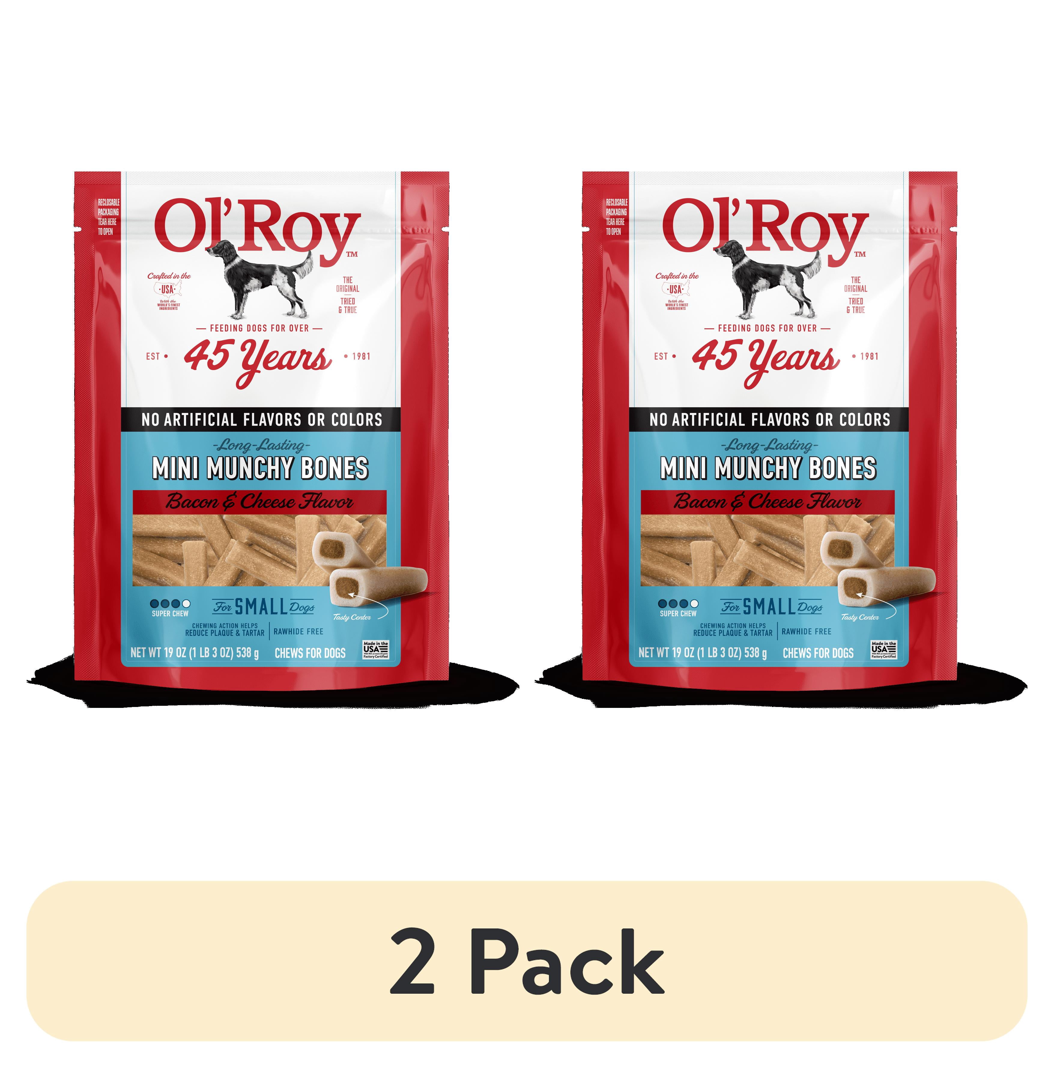 (2 pack) Ol' Roy Mini Munchy Bone Dog Treats, Bacon and Cheese Flavor, 19 oz
