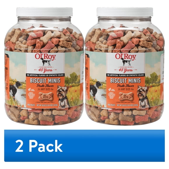 (2 pack) Ol' Roy Multi Flavored Biscuits for Any Size Dog, 36 oz Tub