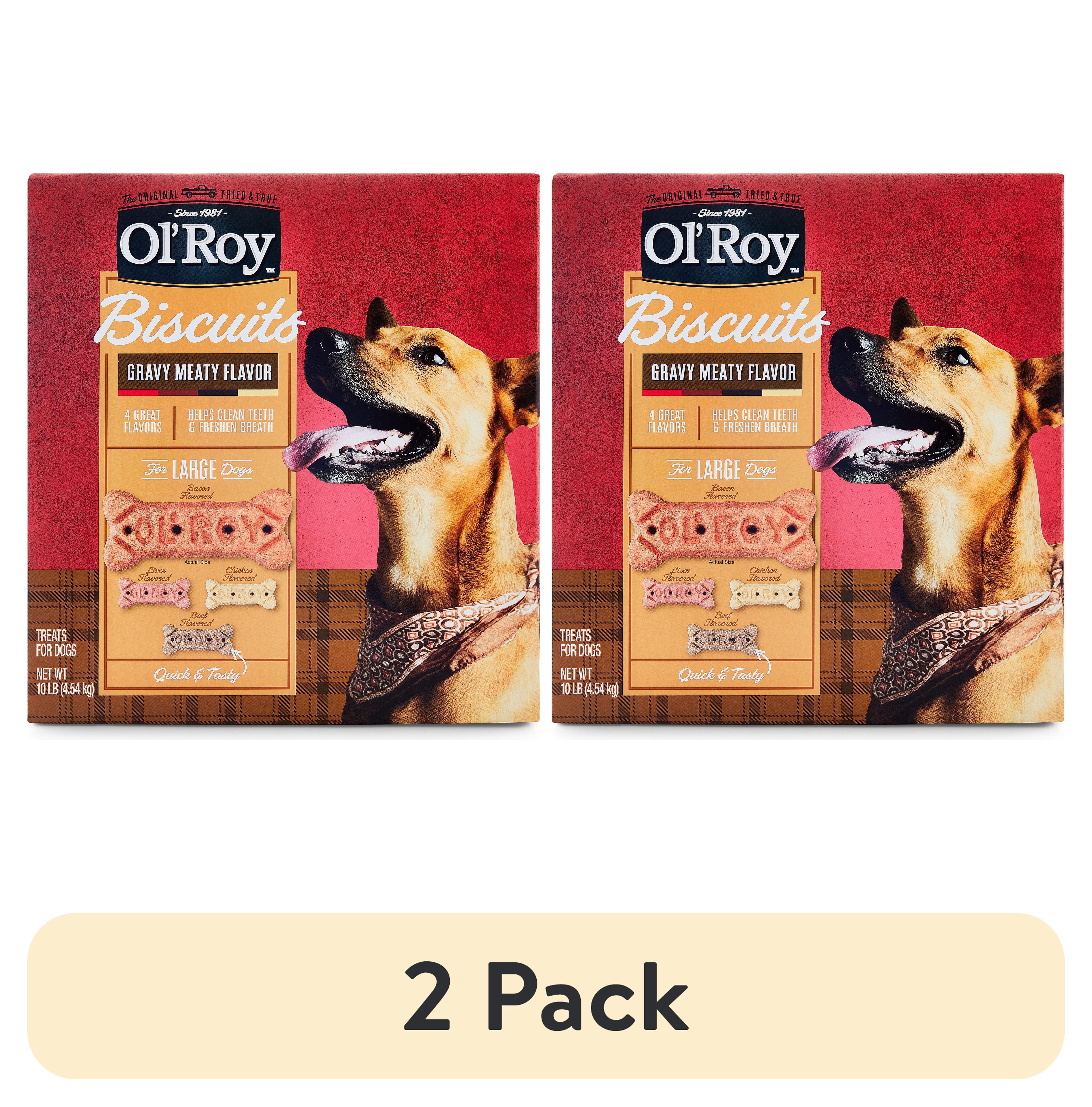 (2 pack) Ol' Roy Multi Flavored Gravy Basted Biscuits for Large Dogs, Dry, 10 lb Box