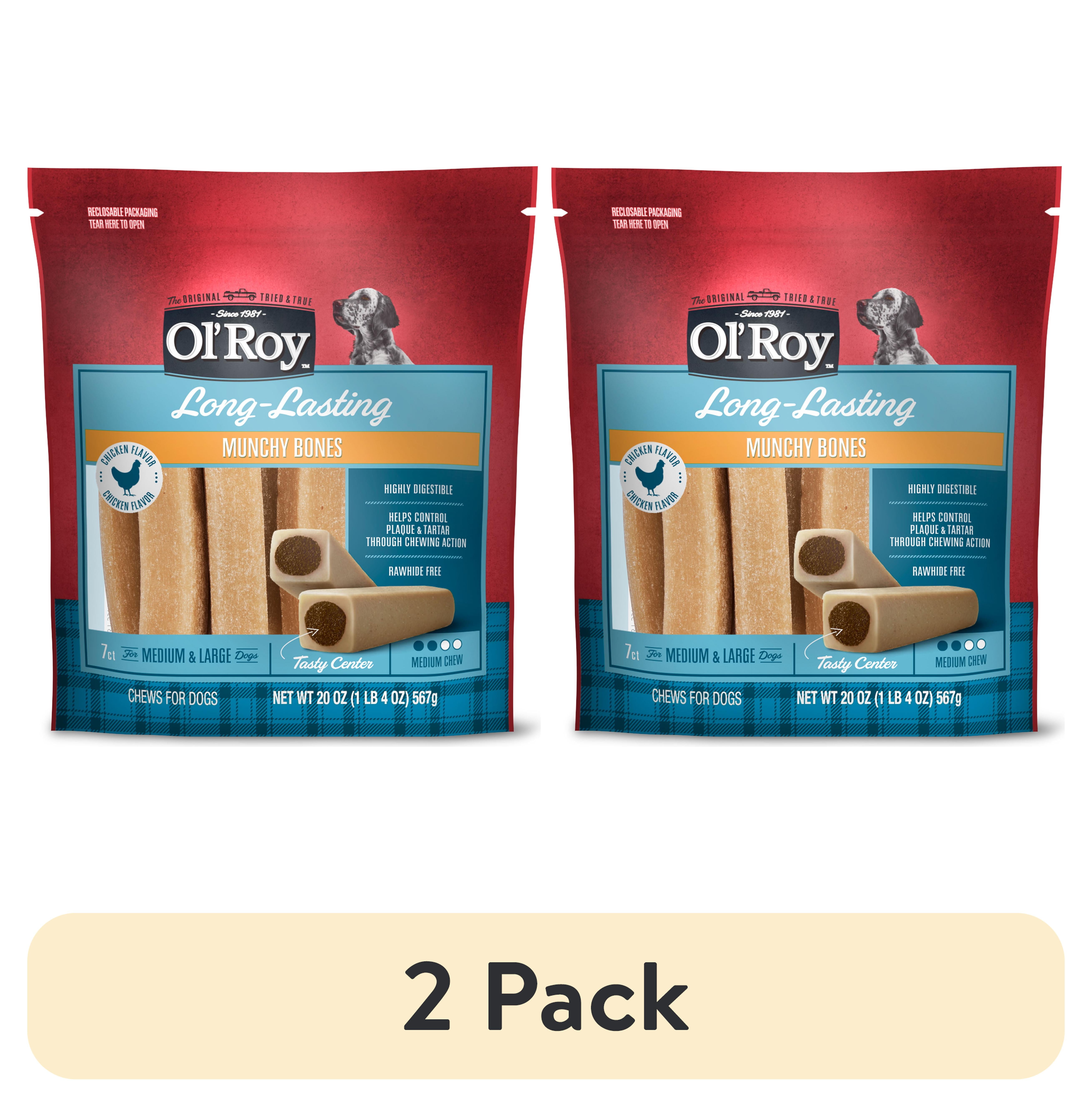 2 pack) Ol' Roy Long-Lasting Chicken Flavor Munchy Bones Chews for