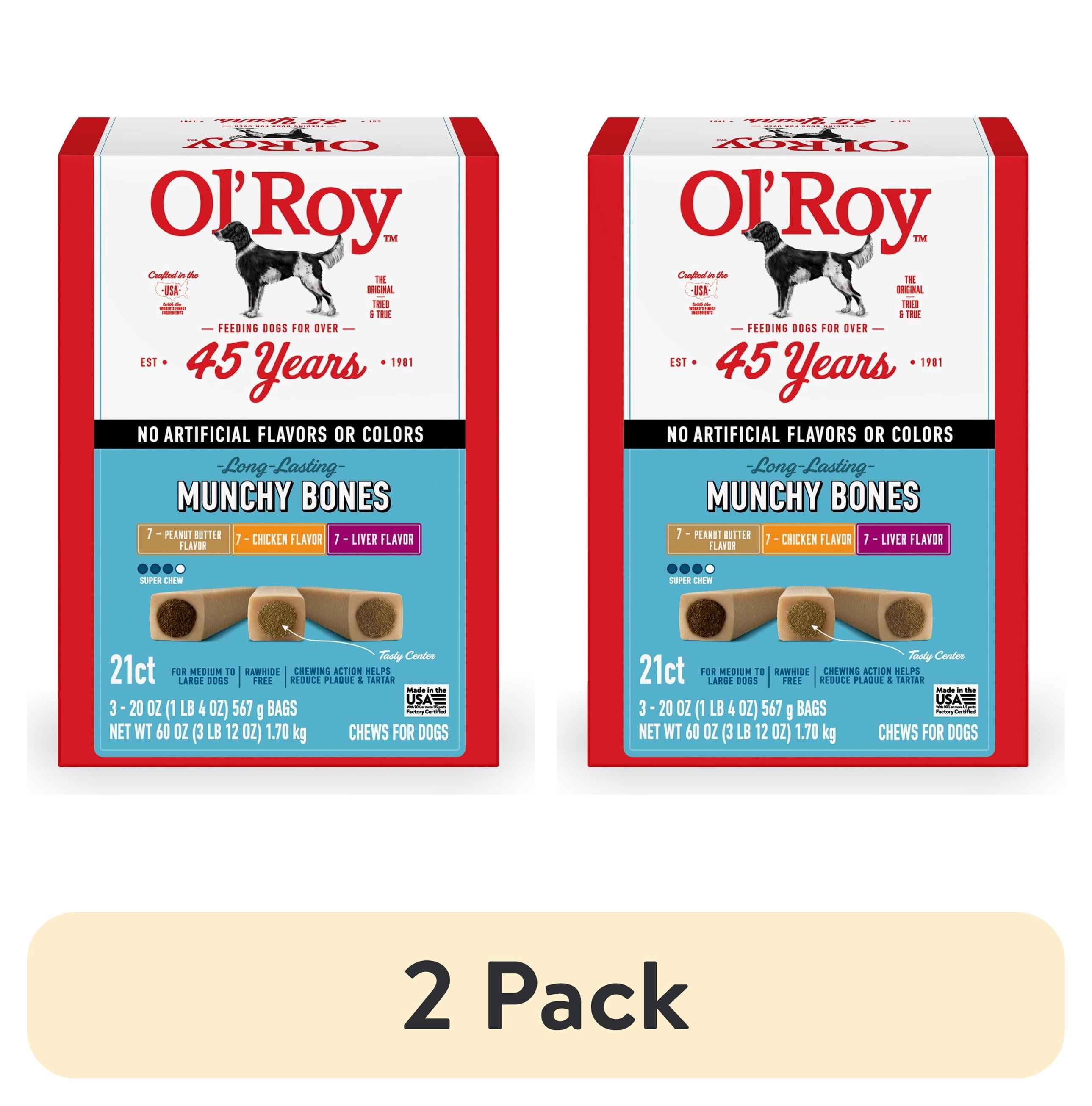 (2 pack) Ol' Roy Munchy Bone Dog Treats, Variety Pack, 60 oz, 21 Count
