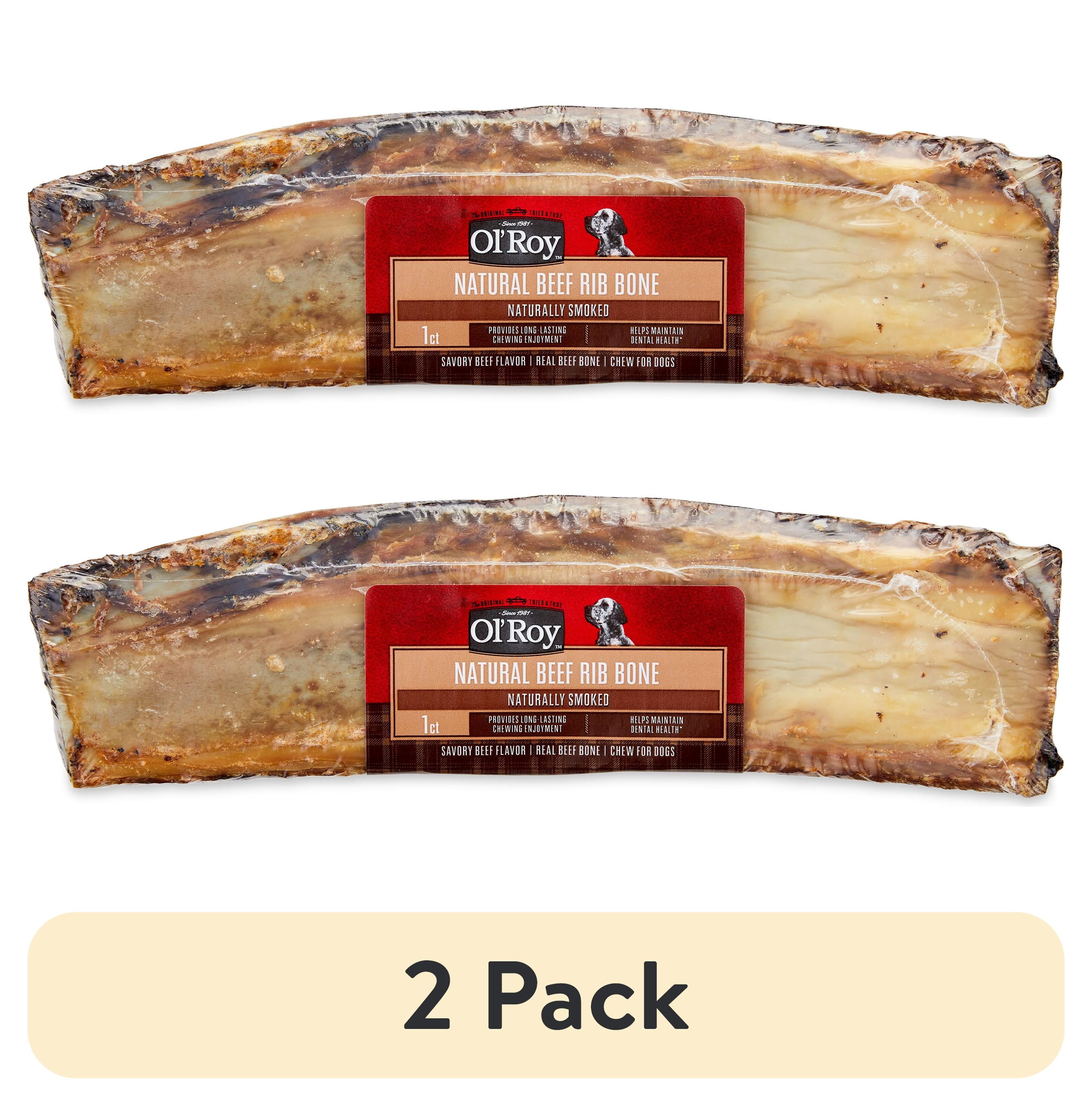 (2 pack) Ol' Roy Natural Beef Dry Rib Bone Chew for Dogs, 1 Count