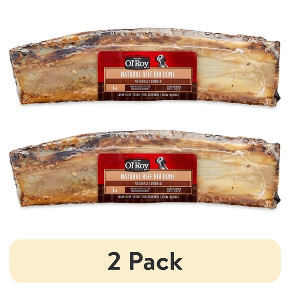 (2 pack) Ol' Roy Natural Beef Dry Rib Bone Chew for Dogs, 1 Count