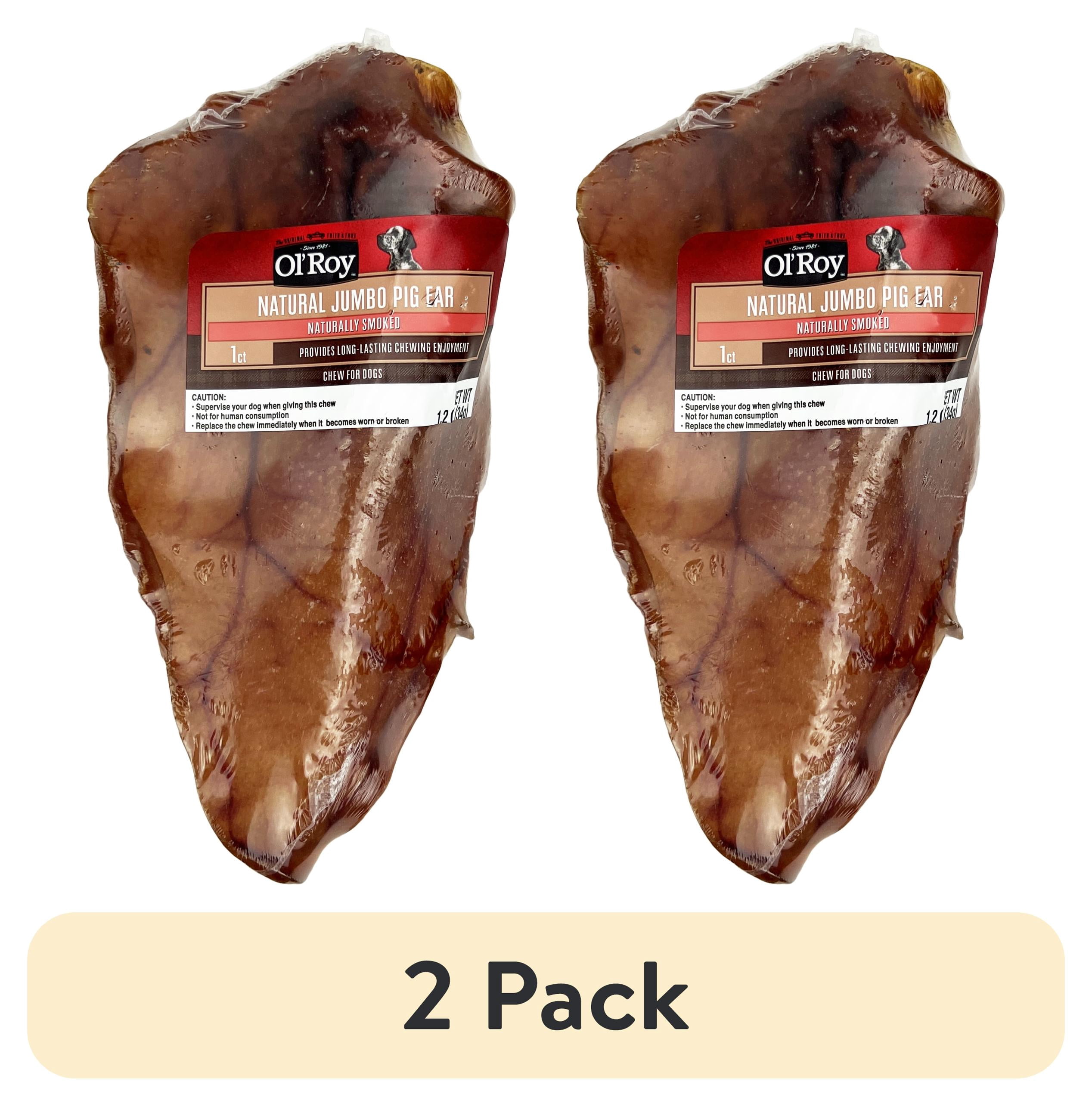 (2 pack) Ol' Roy Natural Jumbo Pig Ear Chew for Dogs, 1 Count