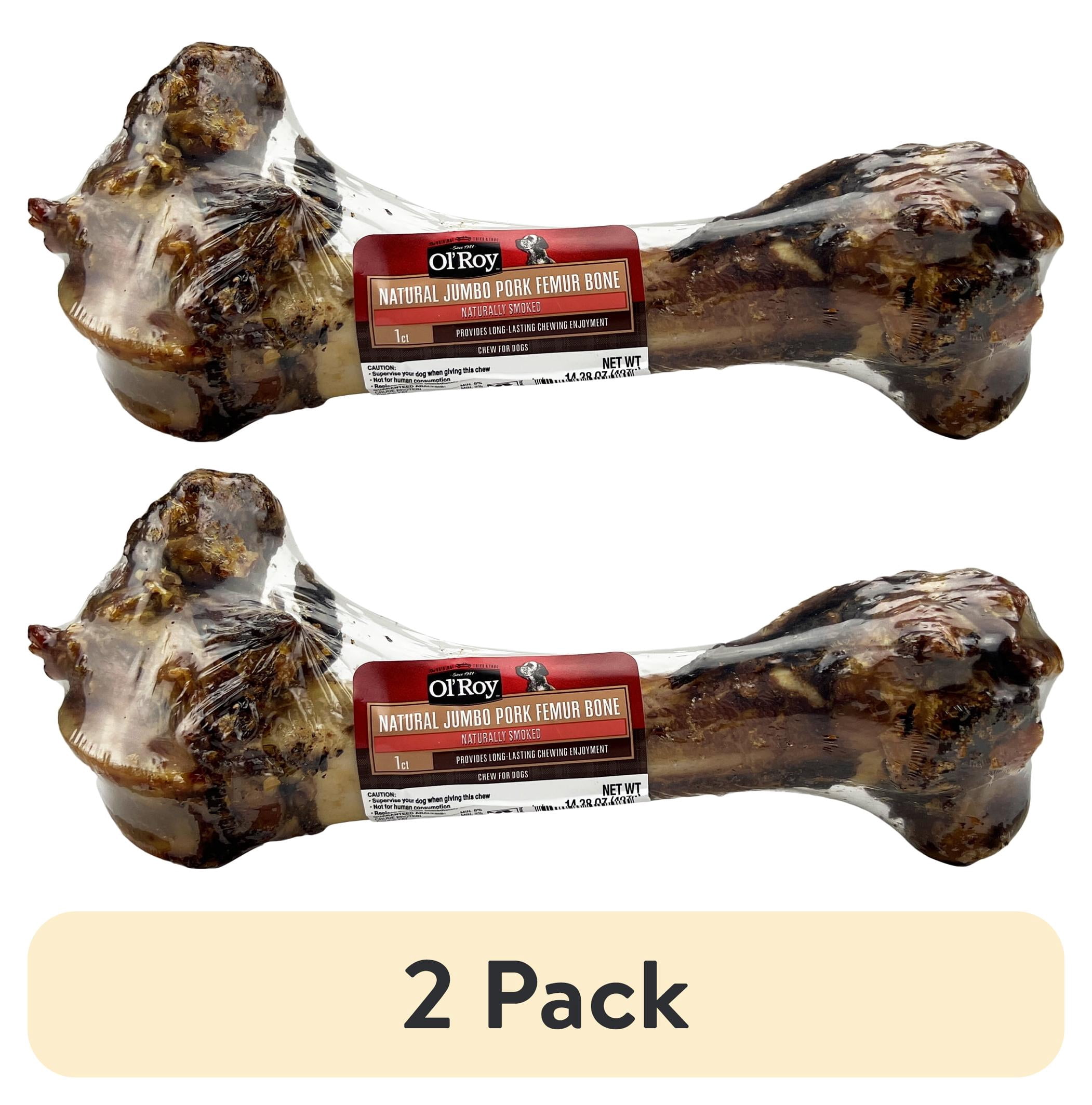 (2 pack) Ol' Roy Natural Jumbo Pork Femur Chew for Dogs, 14.38 oz, 1 Count