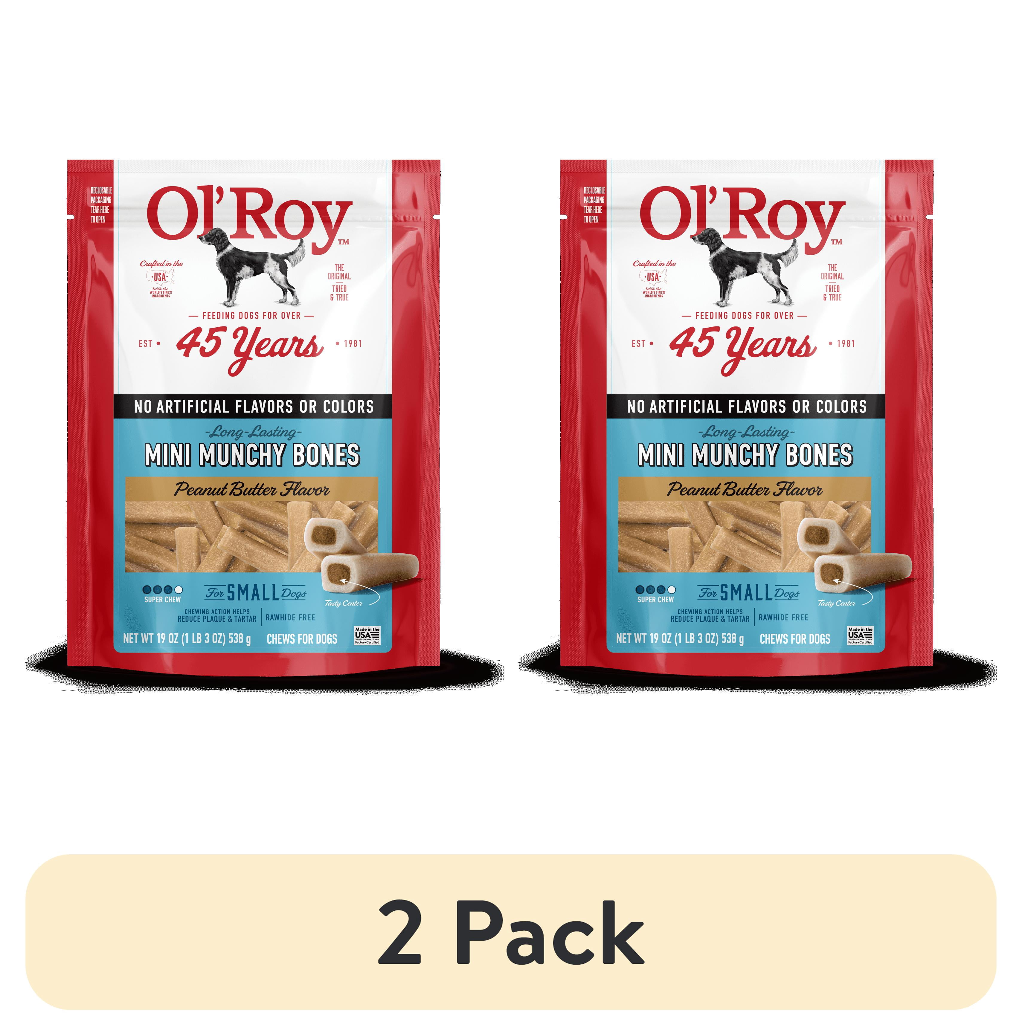 (2 pack) Ol' Roy Peanut Mini Munchy Bones Dog Treats, Peanut Butter, 19 oz
