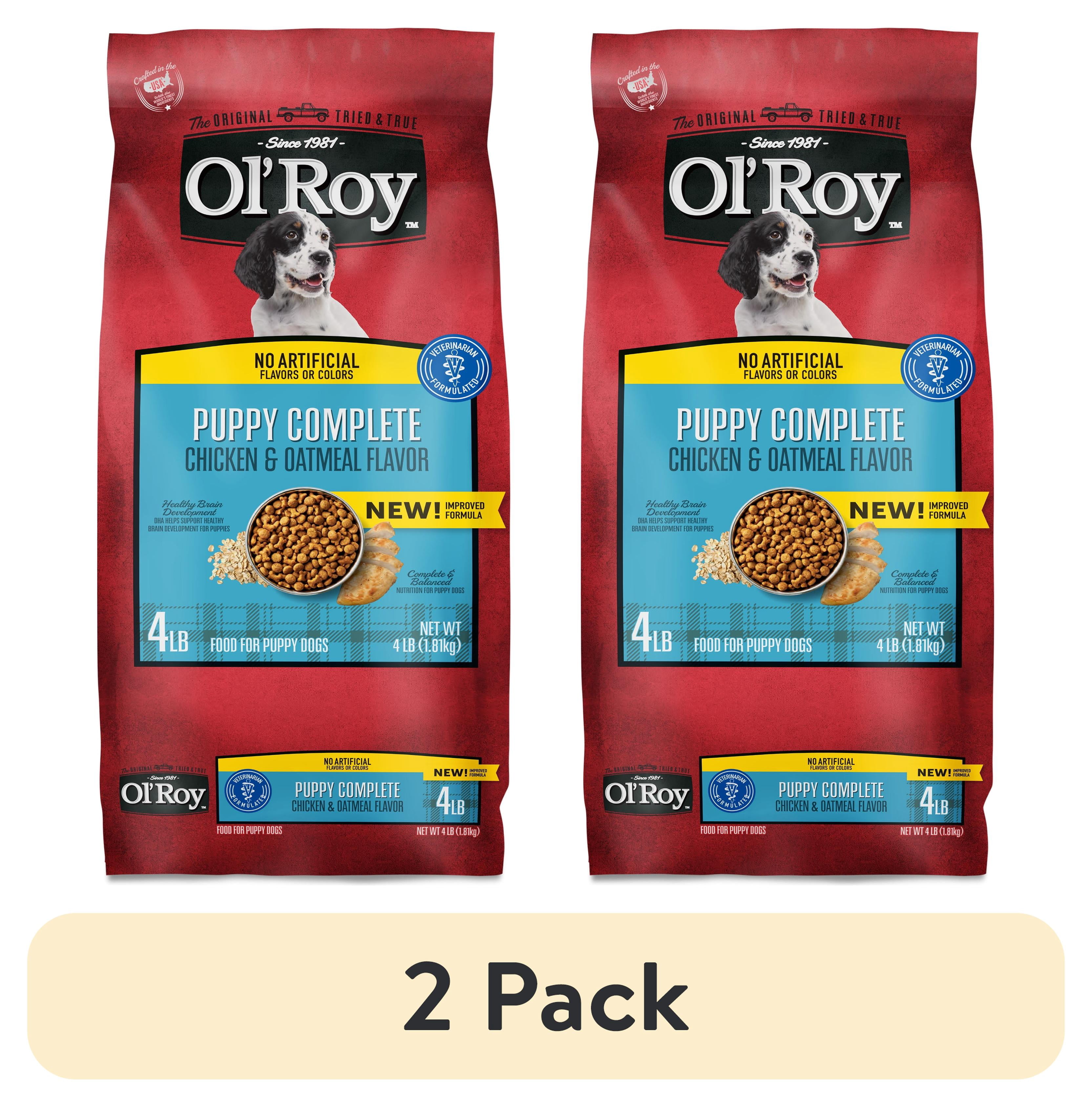 (2 pack) Ol' Roy Puppy Complete Chicken and Oatmeal Flavor Dry Dog Food, 4 lb Bag