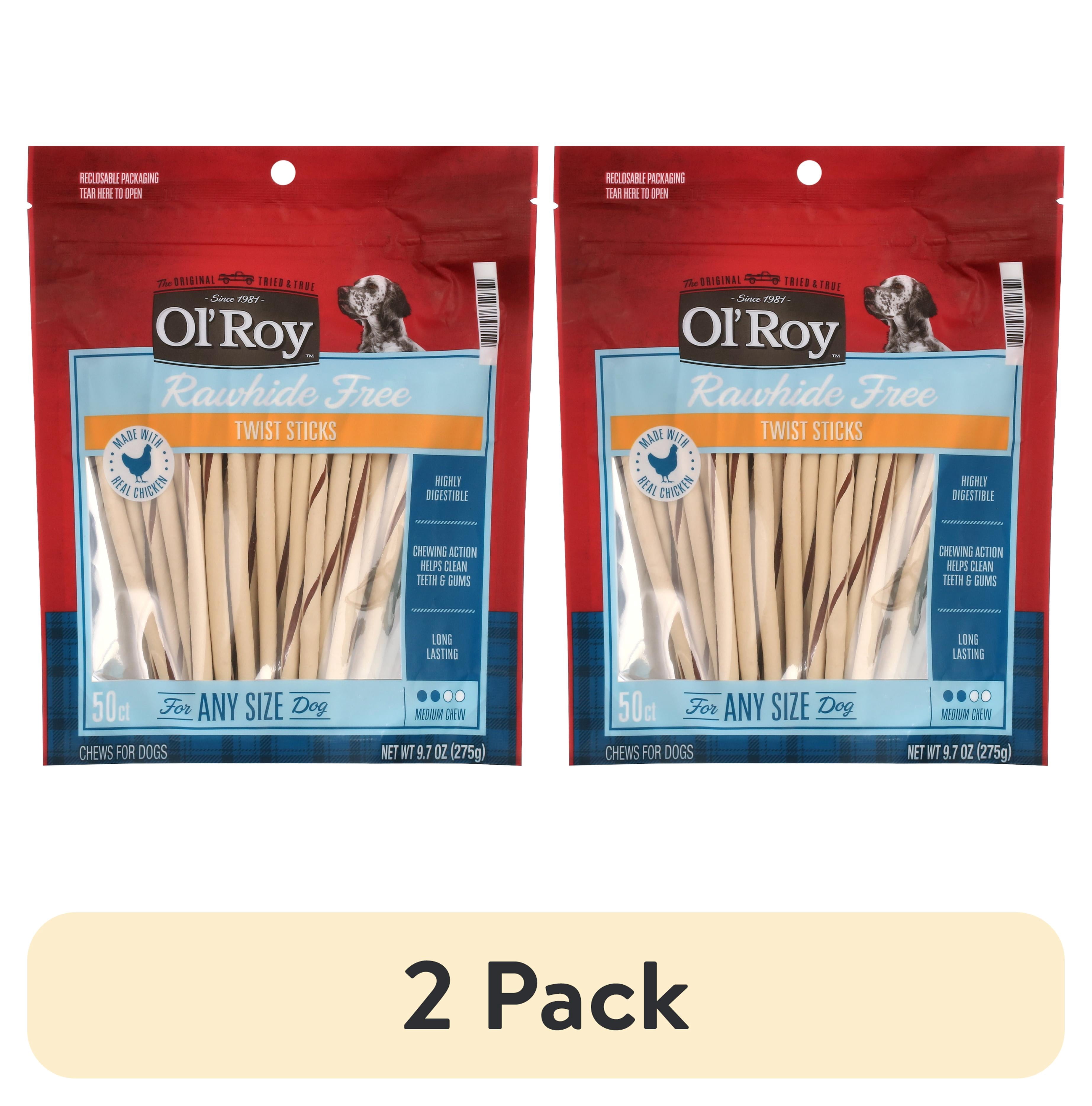 (2 pack) Ol' Roy Rawhide Free Chicken Twist Sticks for Dogs, 9.7 oz Bag, 50 Treats