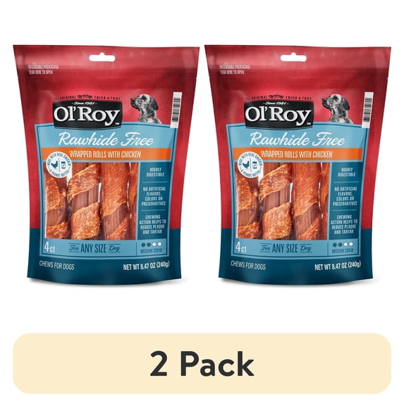 (2 pack) Ol' Roy Chicken & Peanut Butter Flavor Stick Treats for Dogs, 8.47 oz, 4 Count