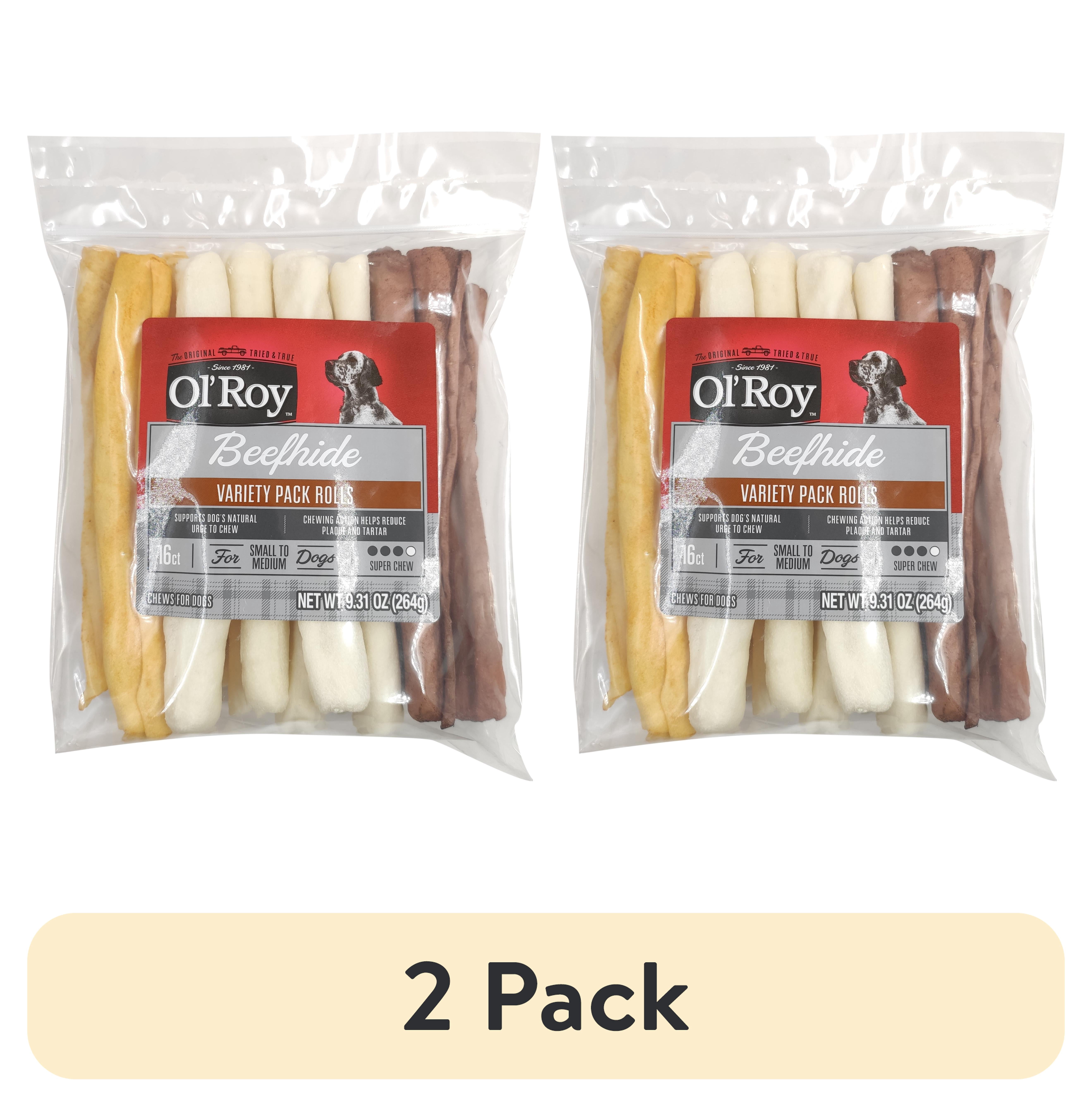 (2 pack) Ol' Roy Rawhide Rolls, Variety Pack, Chews for Dogs, 9.31 oz, 16 Count