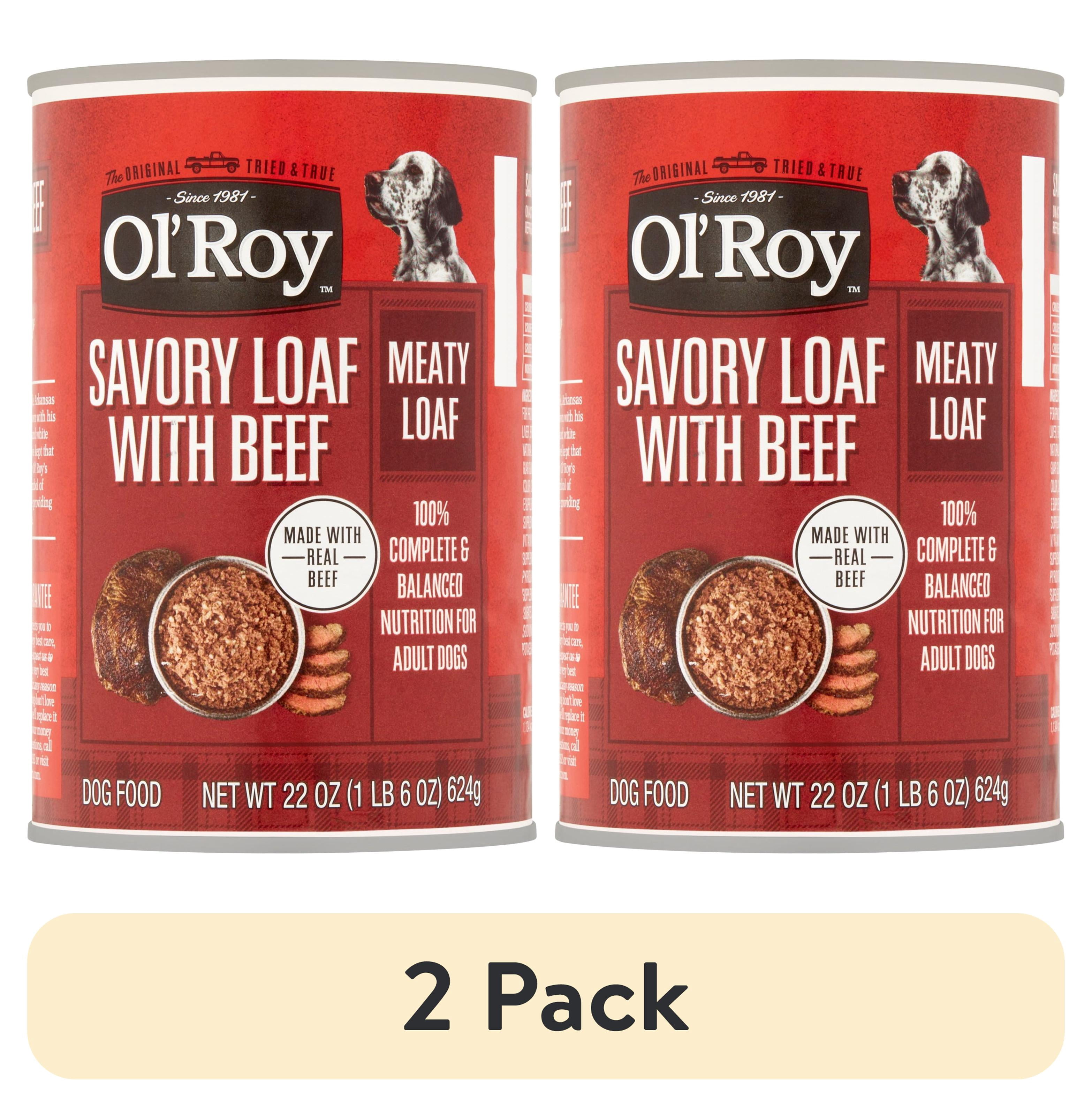 2 pack) Ol' Roy Savory Loaf with Beef Wet Dog Food, 22 oz
