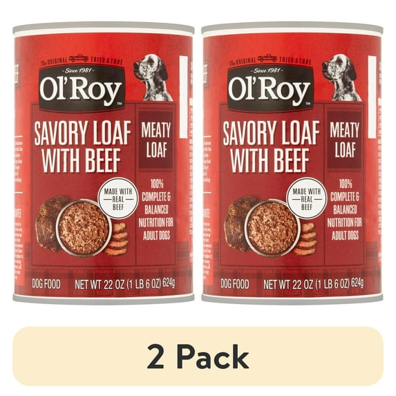 (2 pack) Ol' Roy Savory Loaf with Beef Wet Dog Food, 22 oz