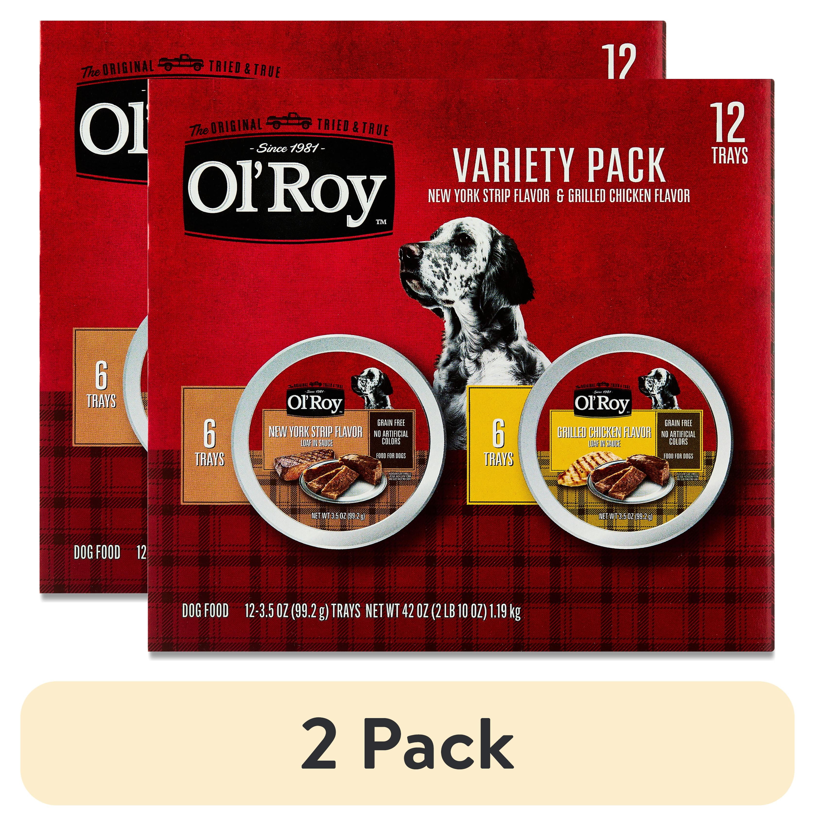 (2 pack) Ol' Roy Grain-Free Wet Dog Food Variety Pack New York Strip & Grilled Chicken, 3.5 oz Cups, 12 Pack