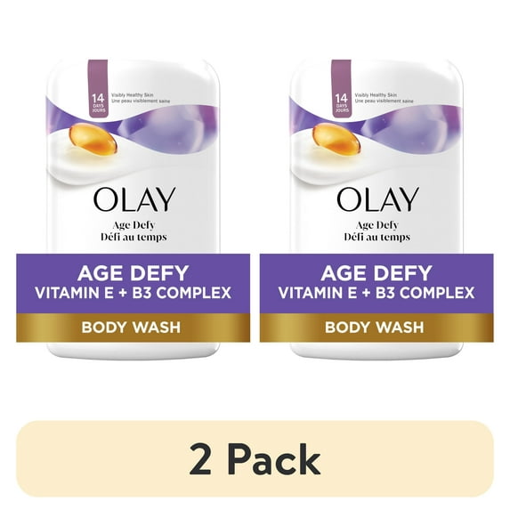 (2 pack) Olay Age Defying Body Wash for Women, Vitamin E, Pump, 33 fl oz