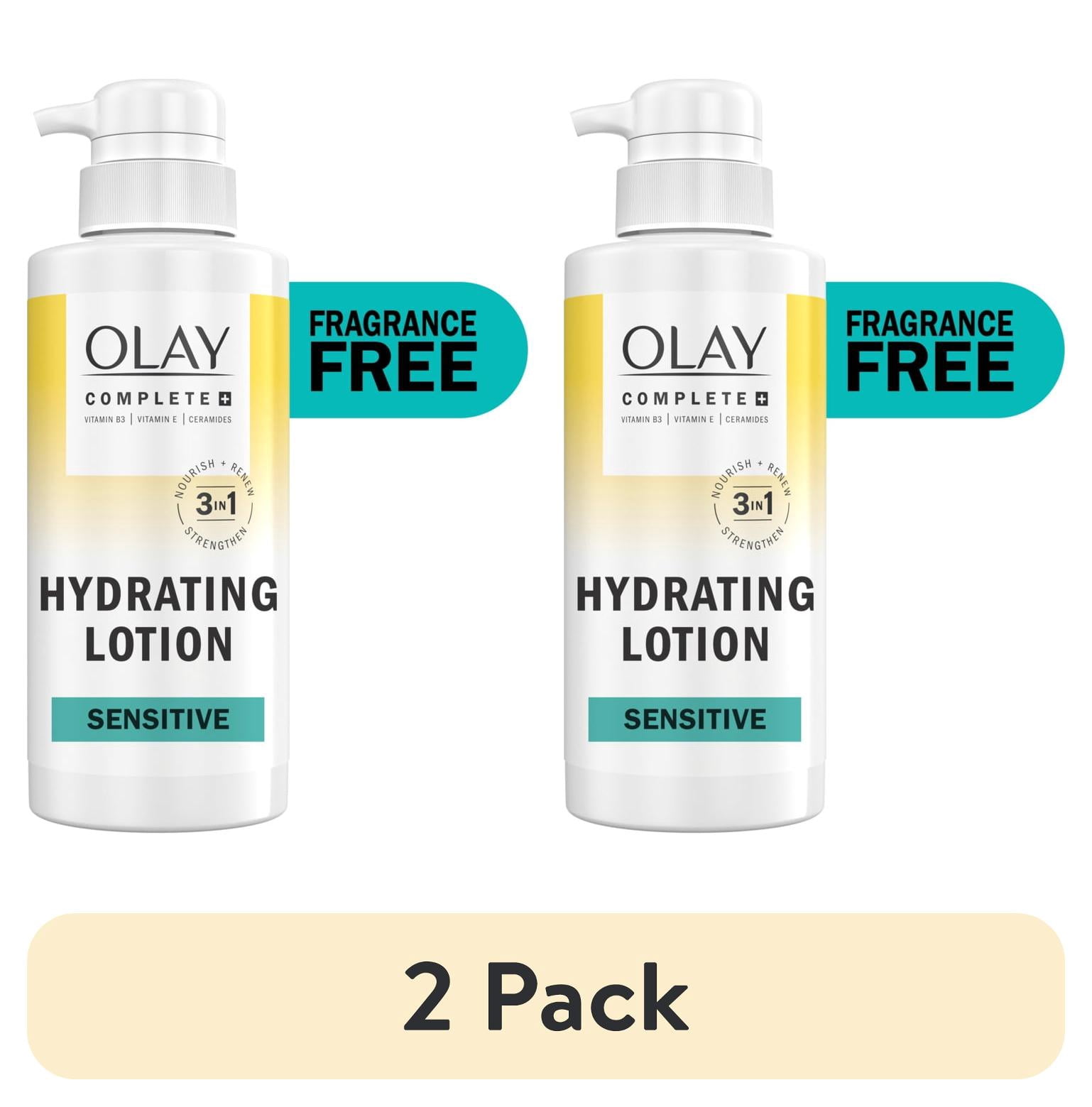 (2 pack) Olay Complete+ Hydrating Lotion Fragrance-Free, 10.1 fl oz, 3-in-1 Nourishing Face Moisturizer for All Skin Types with Vitamin B3, Vitamin E, and Ceramides
