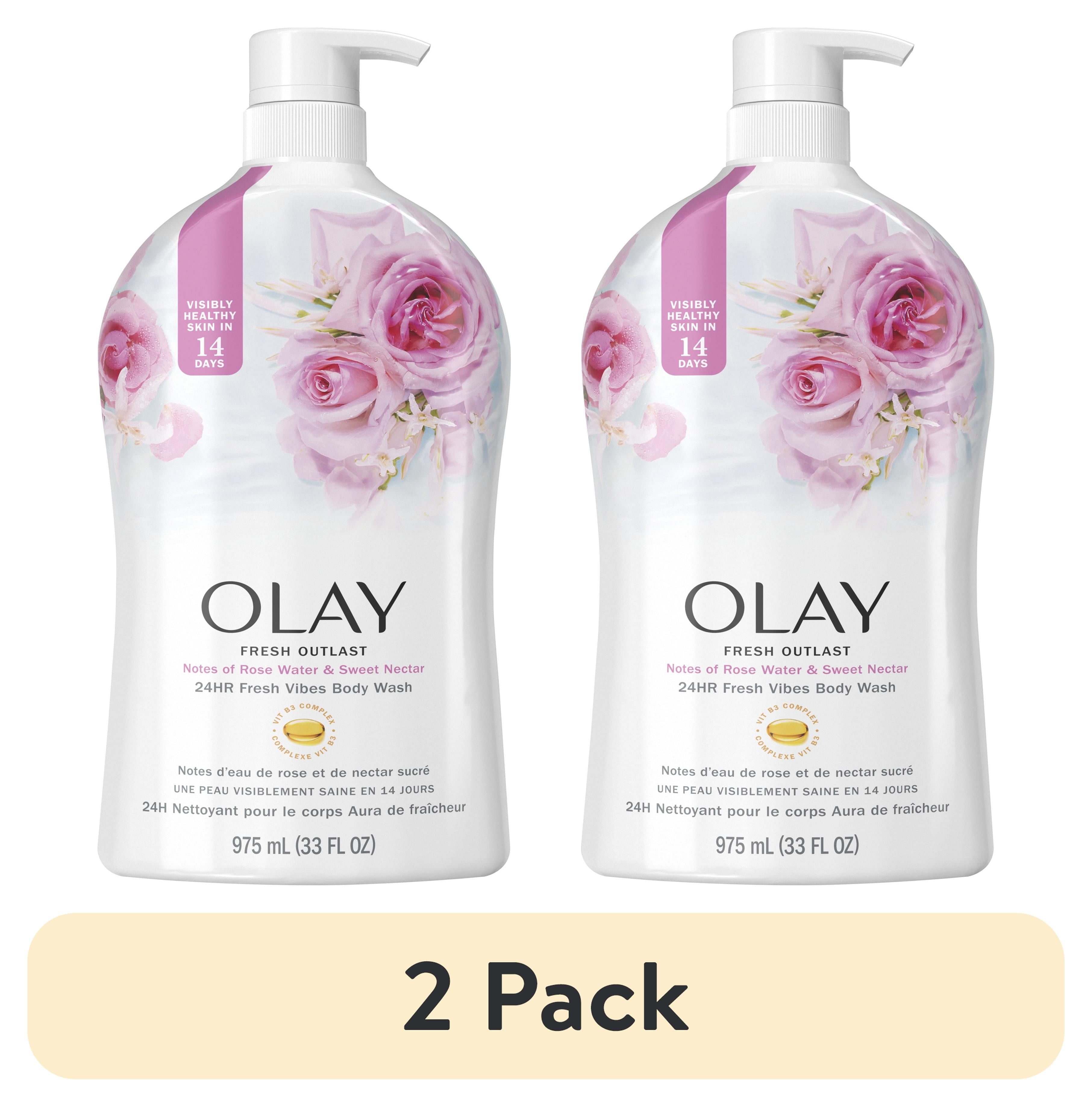 (2 pack) Olay Fresh Outlast Rose Water & Sweet Nectar Body Wash, 30 fl oz