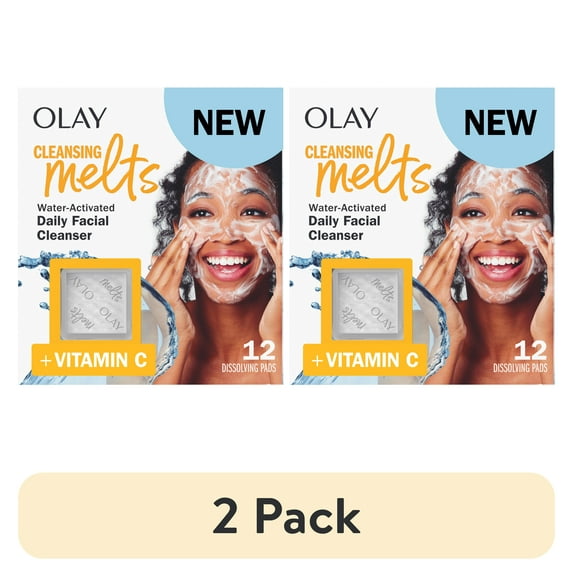 (2 pack) Olay Cleansing Melts + Vitamin C Face Wash, 12 count, Water-Activated Face Wash Cleans, Tones, and Refreshes Skin