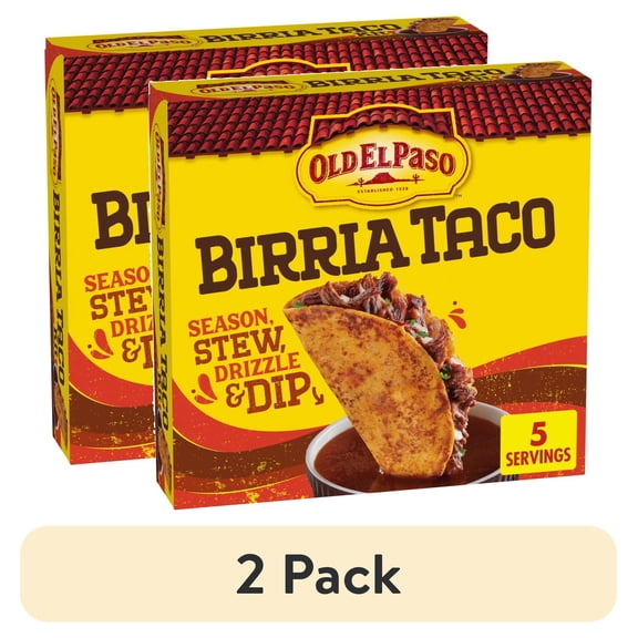 (2 pack) Old El Paso Birria Taco Kit with Seasoning, Sauce and Soft Tortillas, 12.1 oz