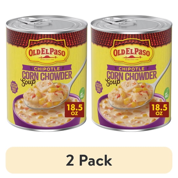 (2 pack) Old El Paso Chipotle Corn Chowder Soup, Ready to Serve Canned Soup, 18.5 oz