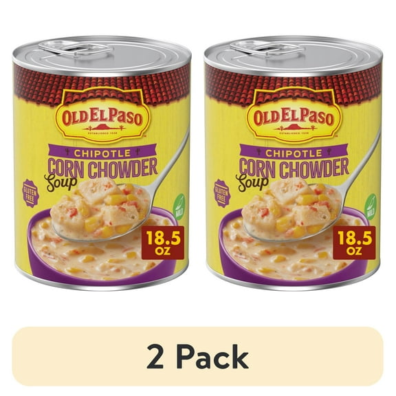 (2 pack) Old El Paso Chipotle Corn Chowder Soup, Ready to Serve Canned Soup, 18.5 oz