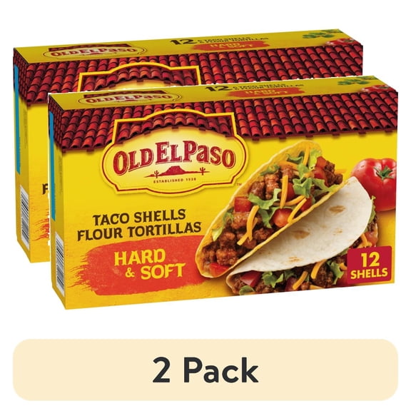 (2 pack) Old El Paso Hard & Soft Taco Shells & Flour Tortillas, 12 Shells, 7.4 oz
