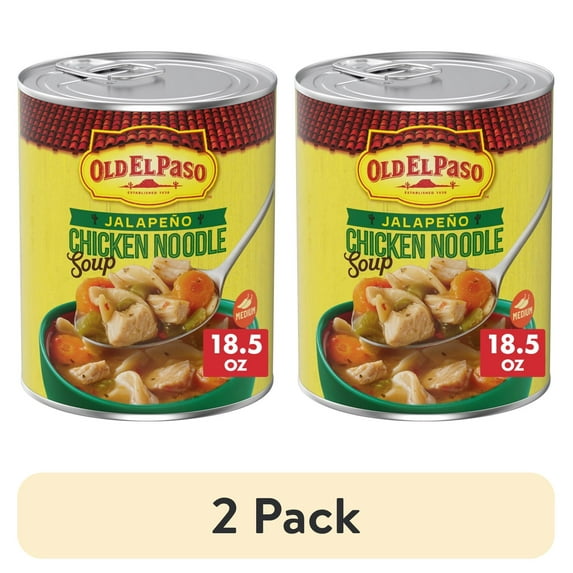 (2 pack) Old El Paso Jalapeno Chicken Noodle Soup, Ready to Serve Canned Soup, 18.5 oz