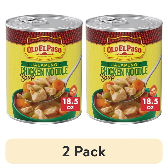 (2 pack) Old El Paso Jalapeno Chicken Noodle Soup, Ready to Serve Canned Soup, 18.5 oz